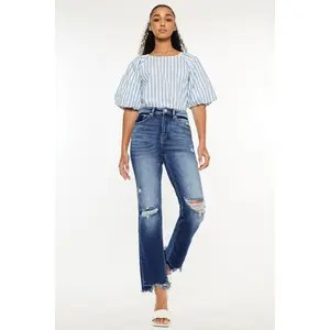 Kancan High Rise Distressed Slim Straight Jeans