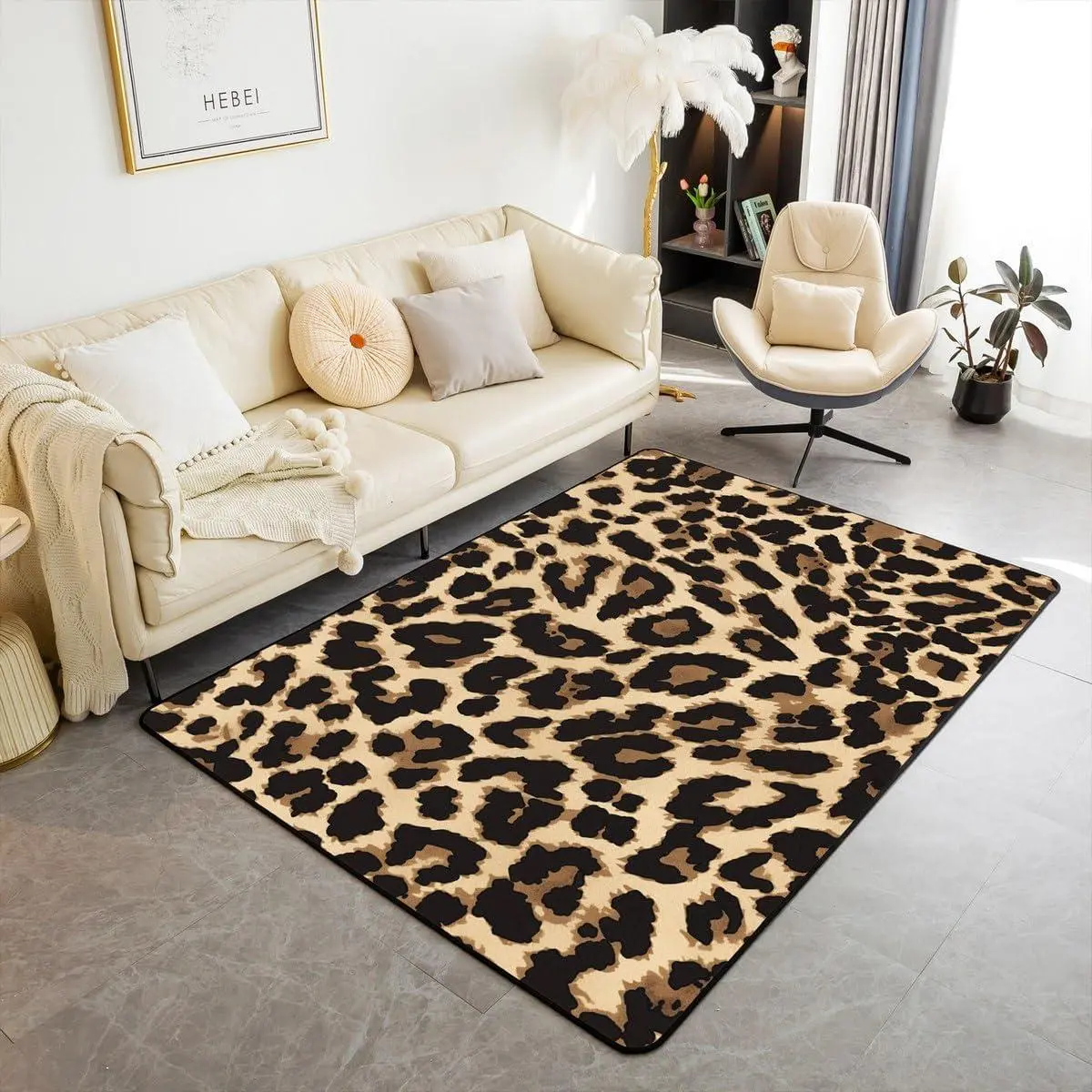 Leopard Print Living Room Rugs Area Rug Cheetah Accent Rug Set for Animal Print Indoor Floor Mat Non-Slip Safari Wildlife Non Slip Area Runner Rug