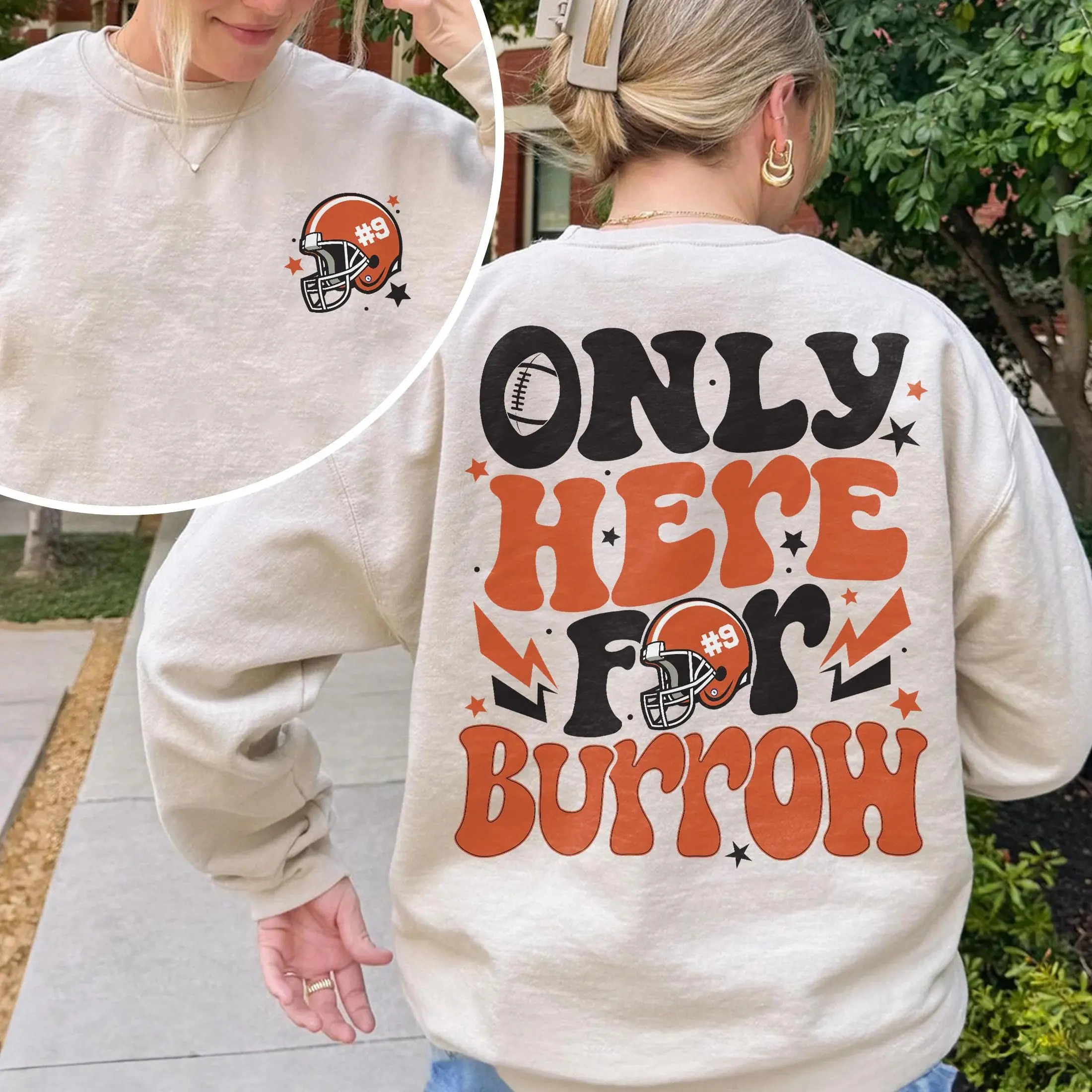 Football Touchdown Season Sweatshirt, Only Here For Burrow T Shirt, Hoodie For Football, Cincinnati Fan Gifts [Tshirt - Sweatshirt - Hoodie]