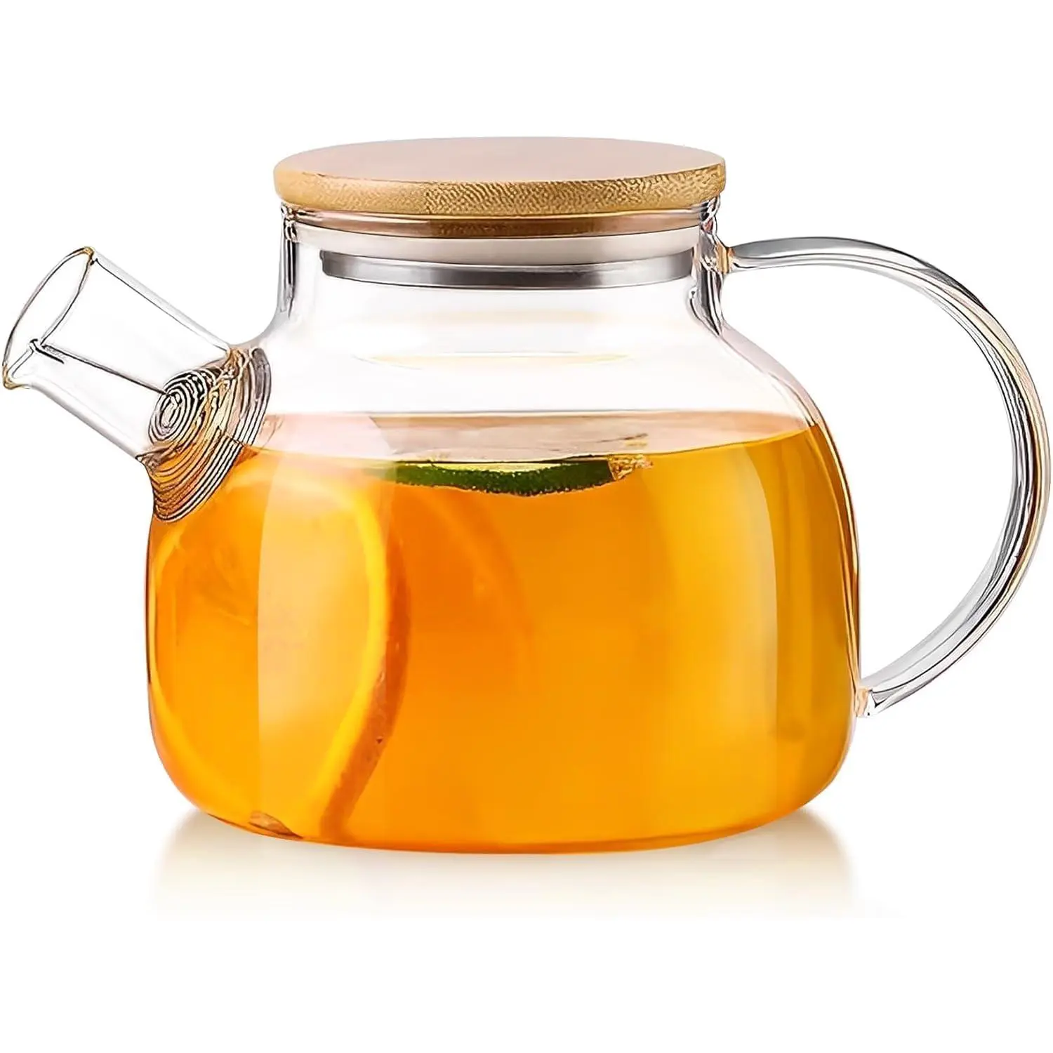 Glass  Pot Kettles Stovetop Safe, 33.8oz/1000ml Heatproof Borosilicate Glass Teapot Water Pitcher With  Lid and Removable Filter Spout for Loose Leaf and Blooming