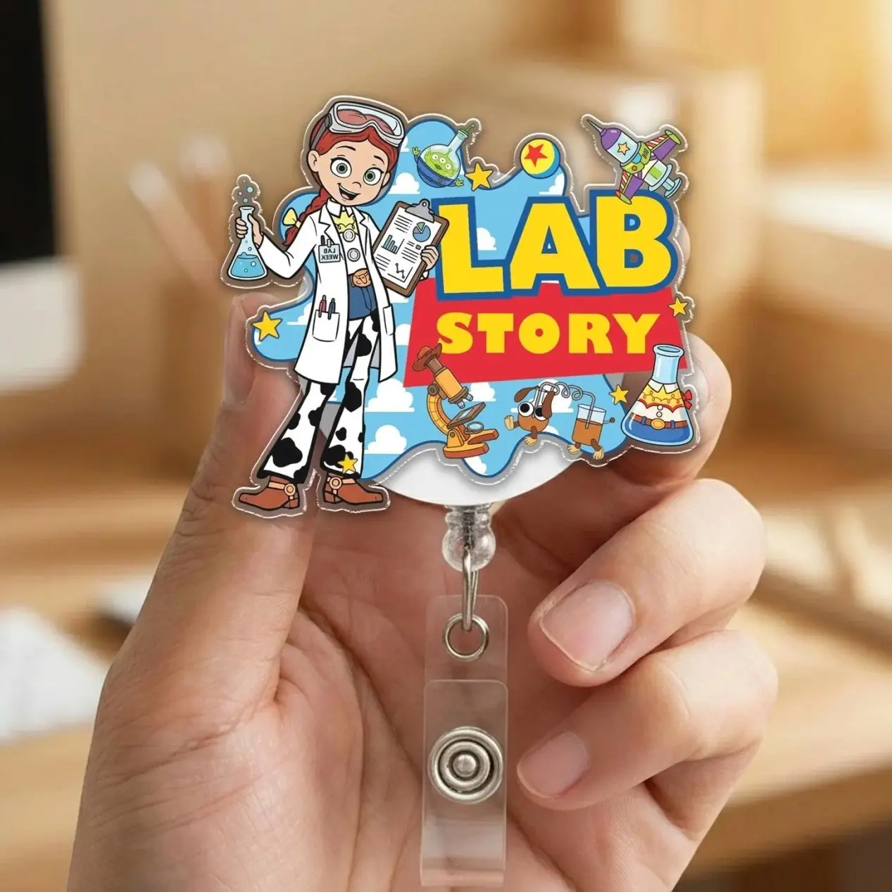 Lab Week 2026 Badge Reel, MLT & Phlebotomist Retractable ID Holder, Science Gift for Lab Tech J51
