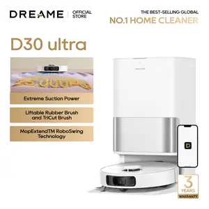 【Flagship Upgrade 2026】 DREAME D30 Ultra Robot Vacuum and Mop, 25,000Pa Powerful Suction, All-in-One Base Station with 100 Days Auto-Empty, MopExtend Tech for Edge Cleaning, Smart Obstacle Avoidance, White