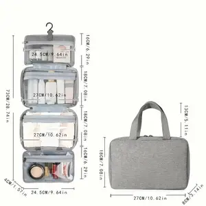 Foldable Toiletry Bag, 1-Count Multifunctional Travel Cosmetic Organizer, Travel Cosmetic Bags, Portable Hanging Toiletry Bag for Business Trips, Vacations, Gym and Camping, Multifunctional Toiletry Bag