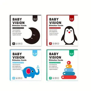 1/4 educational posters month baby black and white card early education card visual stimulation card baby color card English