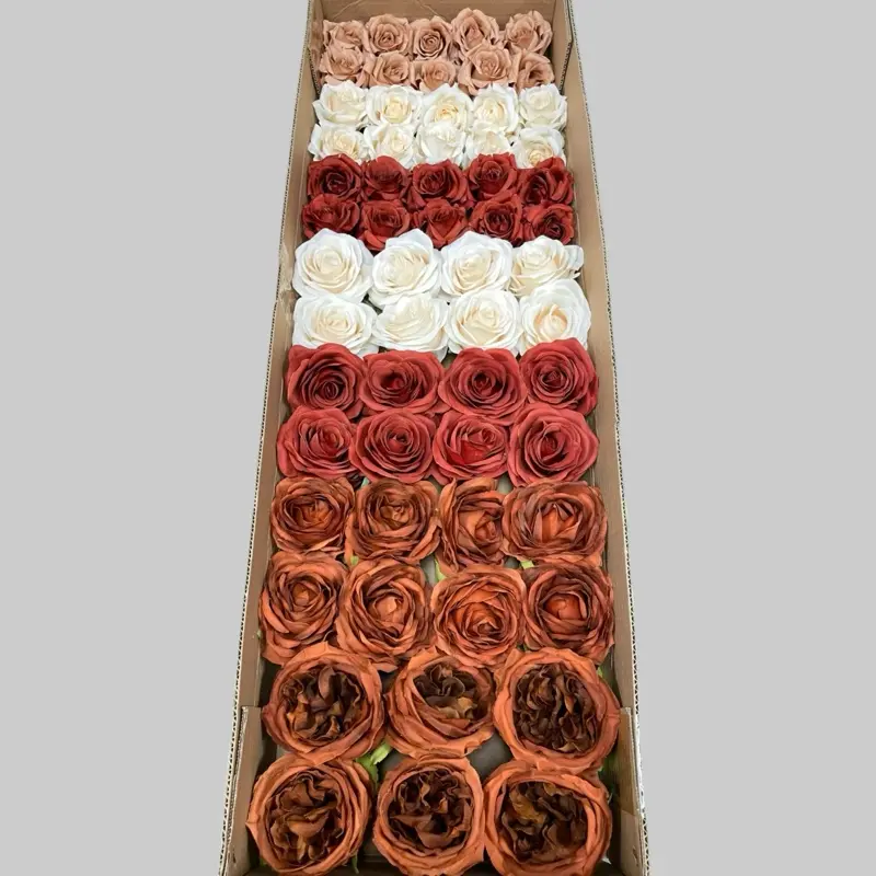 50/60 PCS Mixed Artificial Flower Heads (FS5), No Stems, for DIY Wedding Bouquets, Centerpieces & Event Decor