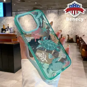 Phone case for iPhone 16 Pro Max 15 Plus 14 13 12 11 Turtle Haven Non-Yellowing Shockproof Soft Silicone Transparent Cover