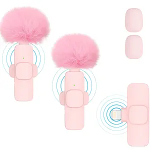 Mini Wireless Lavalier Microphone for iPhone, iPad, Android - 2 Pack Professional Lapel Phone Microphones for Live Interview Podcast Vlog