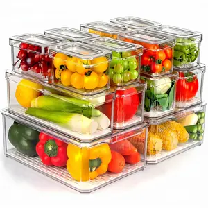 Stackable Fridge Storage Containers with Lids (7/14 Pack) – Leakproof Food Organizer for Fruits, Veggies & Snacks, Kitchen & Pantry Storage, Holiday Gift