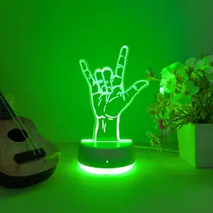 Creative Rock Gesture USB Powered 3D Night Light, Touch Switch Color Changing, Ideal Bedroom & Living Room Decor, Perfect Birthday Gift