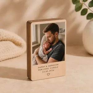 Father's Day Gift for Dad Personalized New Daddy Baby Photo Block Custom First Daddy & Baby Photo Frame Keepsake Gift Unique Gift for Husband from Wife, Gift for Him