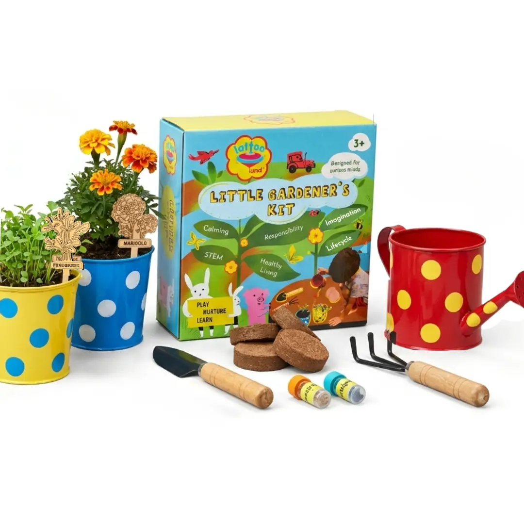 Little Gardening Kit for Kids With Tools | Child-sized planters, watering can, tools, seeds, soil | STEM Outdoor Toys for Early Learning