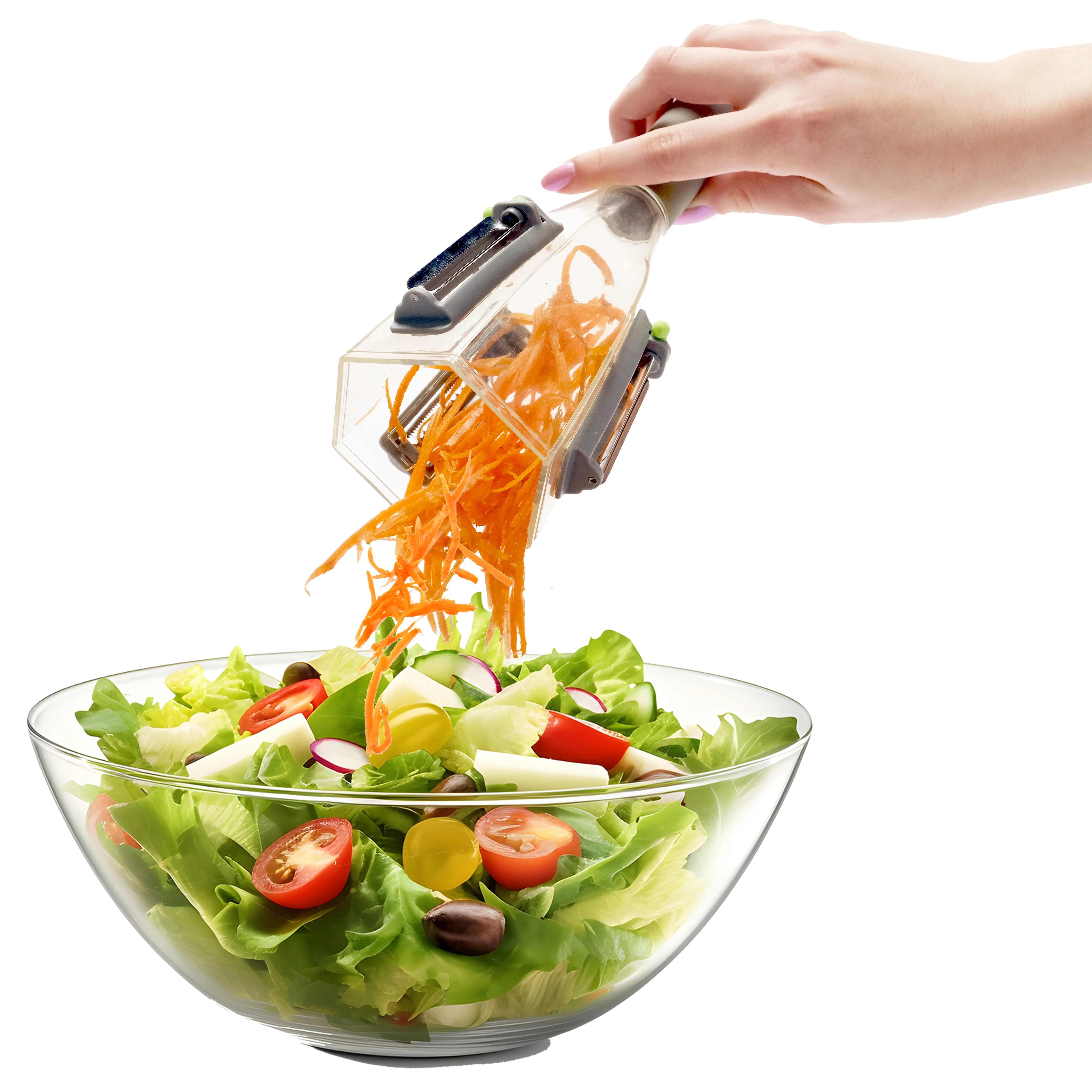 Jokari Catch-All Peeler - 3-Blade Vegetable Peeler with Peel Catcher, Straight Edge, Julienne, Serrated Blades, Non-Slip Grip, Dishwasher Safe for Fruits & Vegetables