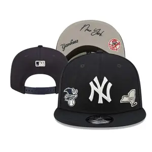 New York Yankees Black Snapback Hat New Era Multi Patch MLB Cap Flat Brim NY Logo Adjustable Streetwear Hat