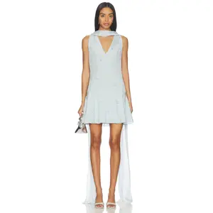 L'Academie by Marianna Brynn Embellished Mini Dress in Pale Blue