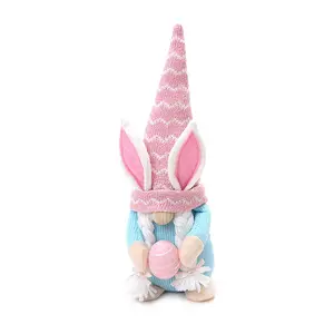 Easter Bunny Gnome Plush Scandinavian Tomte Elf Decorations Rabbit Gnomes with Eggs Ornaments Swedish Dwarf