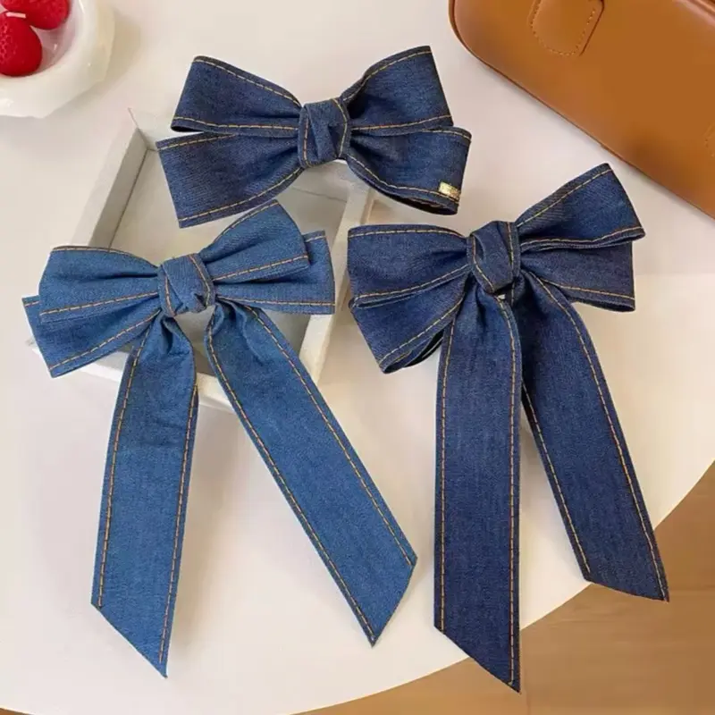 Denim Bow Clip