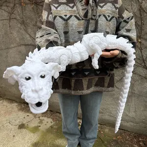 1pc 3D Printed Lucky Dog Dragon, Falkor the Luck Dragon Doll, Realistic Animal Model, Desk Decoration, Unique Gift, Holiday Present, Articulating Animal Figurines
