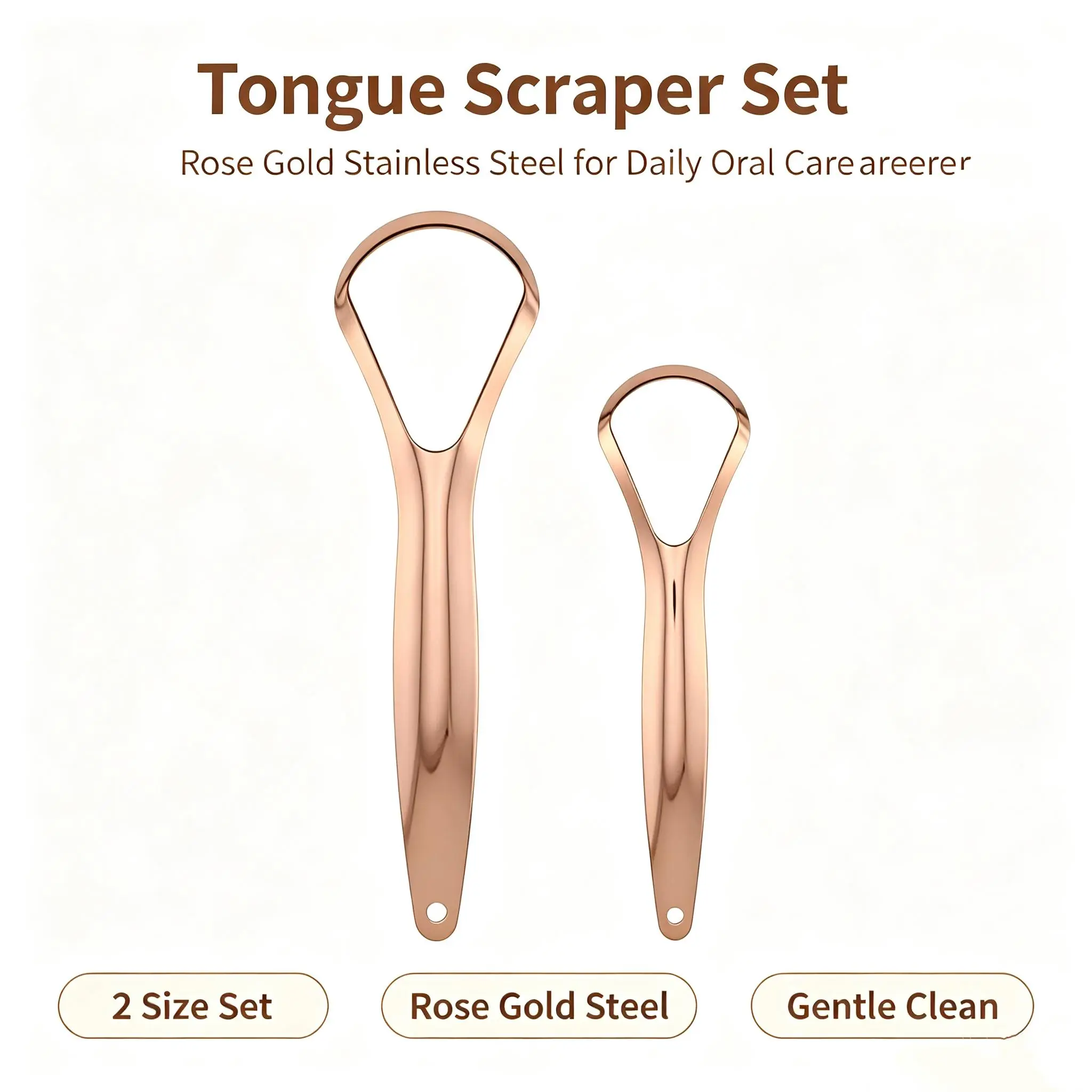 Stainless Steel Tongue Scraper - Metal Tongue Scraping Tool, BPA-Free Reusable Oral Care Product, Effective Cleansing Mouth Care for Adults to Freshen Breath, Metal Tongue Scraper