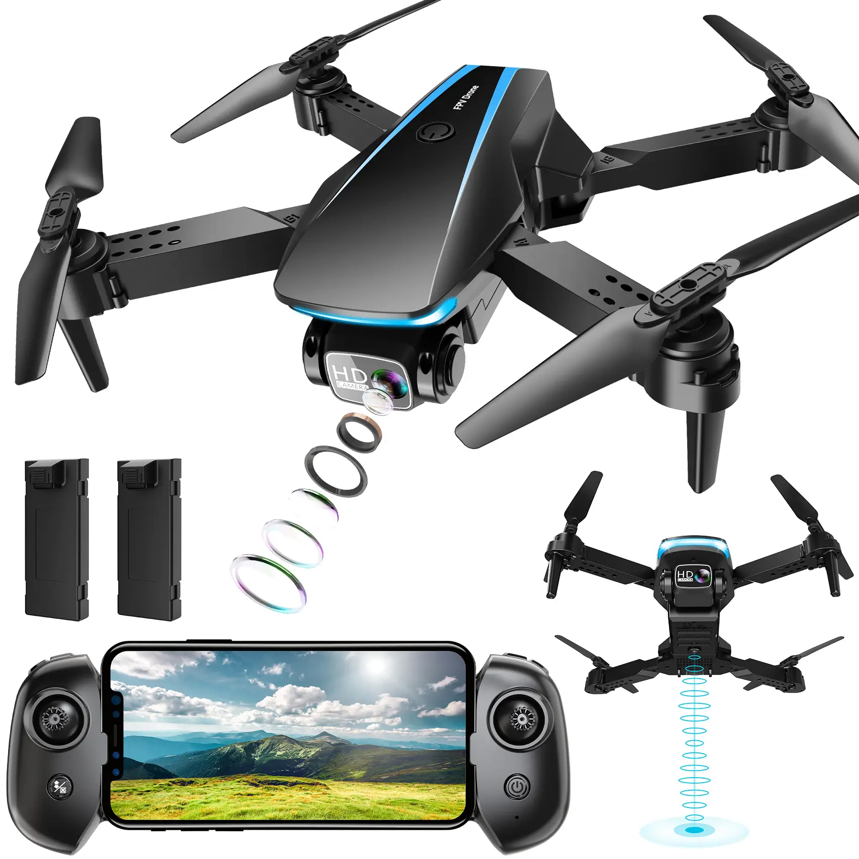 1080P HD Camera Drone for Beginners (Kids/Adults) - Foldable Mini Design, Stable Hover, Trajectory Flight, 90° Lens, 3D Flip, One Key Start - Gift Ide
