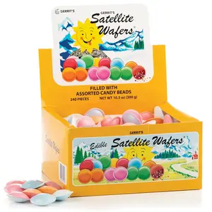 Satellite Wafers Candy 240 Filled with Assorted Beads Light, Crispy, and Nostalgic Flying Saucer Candy Wafers