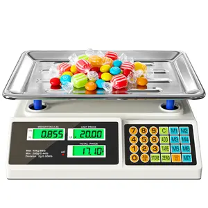 Price Computing Scale 88lb/40kg LCD Digital Commercial Price Scale with Stainless Steel Platform,Produce Scale & Food Scale for Farmers Market, Retail Outlets, Meat Shop