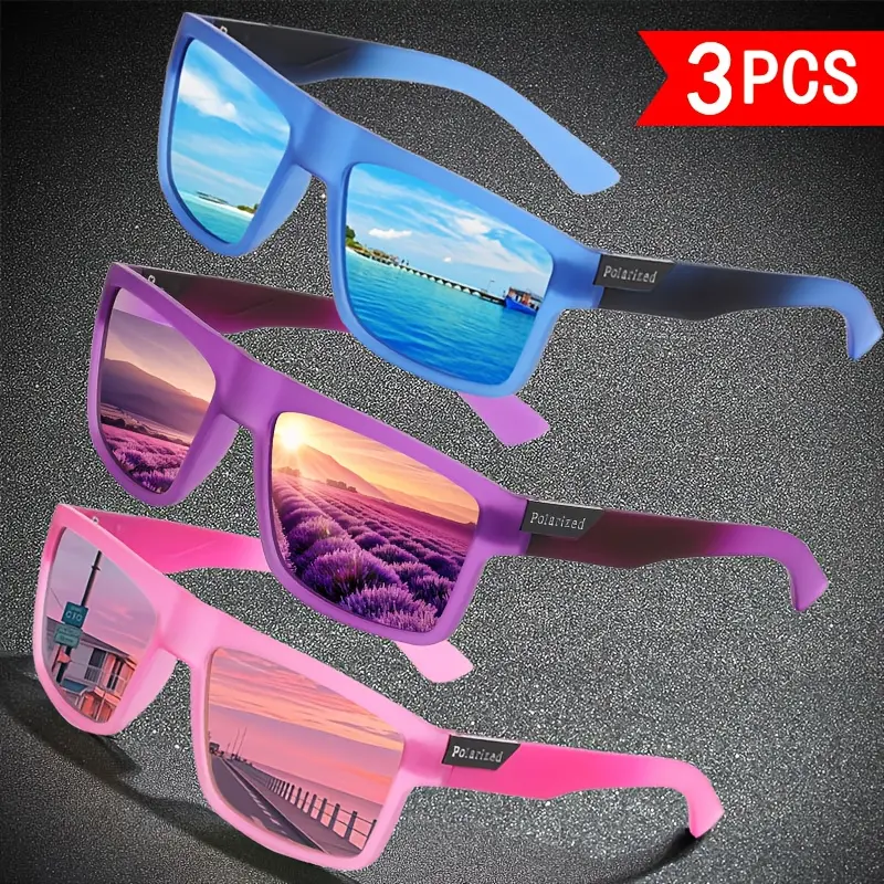 Unisex 3-Pack Styling Polarized Sunglasses - Nylon TR90 Lightweight Full Rim Classic Frames, Gradient Polarized Lenses, HD UV400 Protection, Dopamine Color Set, Trendy Shades for Driving, Daily Wear, Styling Sunglasses, Sunglasses For Women, Men's Sunglas