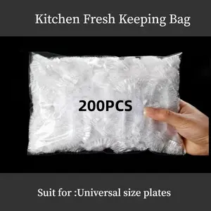 200 Pieces Disposable Colorful Food Grade Pe Elastic Bowl Covers Containers, Sealed and Leakproof, Dishwasher Safe, No Residue, Hygienic Packaging