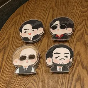 Kpop Idol Chibi Phone Grip Combo 7 Members Cool Suit Version Aesthetic Acrylic Griptok For Fans and Collectors