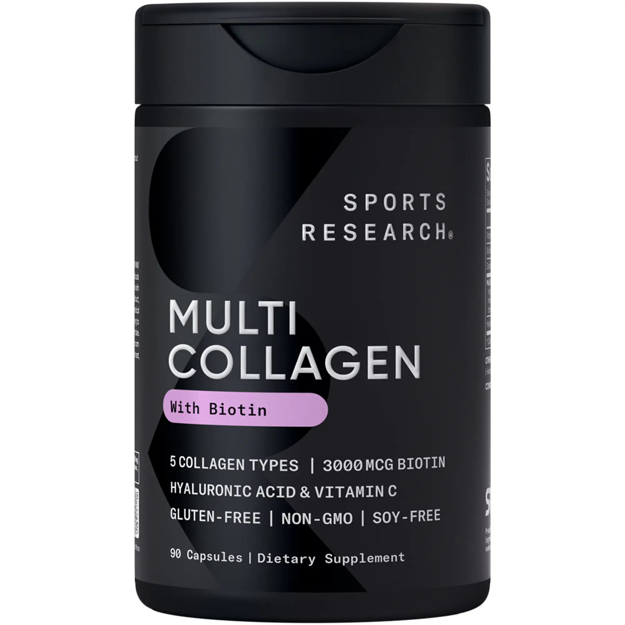 Sports Research Multi Collagen Pills (Type I, II, III, V, X) - Hydrolyzed Collagen Peptides with Hyaluronic Acid + Vitamin C - Non-GMO Verified & Gluten Free - 90 Capsules