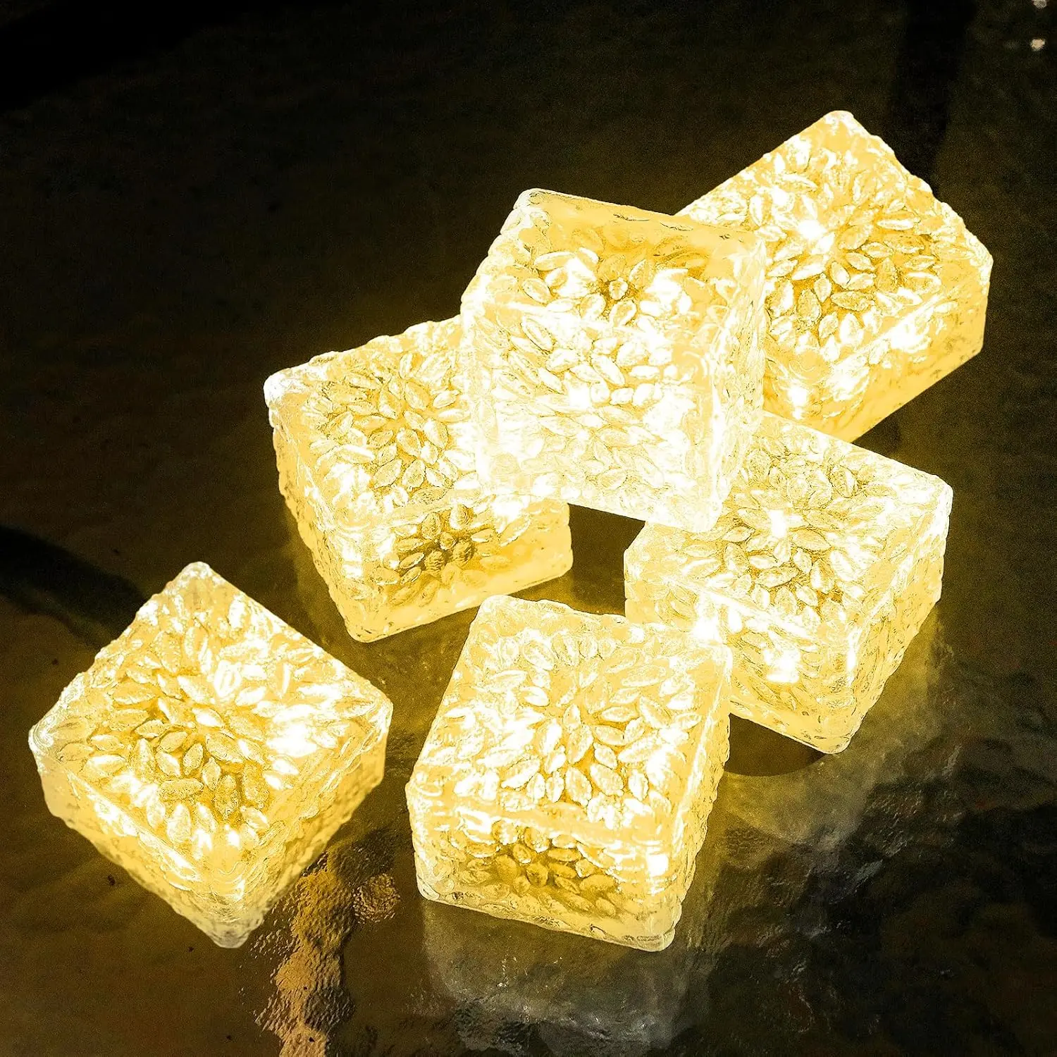 Solar Brick Lights Outdoor  Patio Brick Lights Garden Decor for Outside 6 Packs for Patio,Yard,Walkway,Pathway Decor