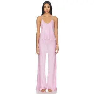 LUNYA Washable Silk Bias Cami Pant Set in Lilac Bloom