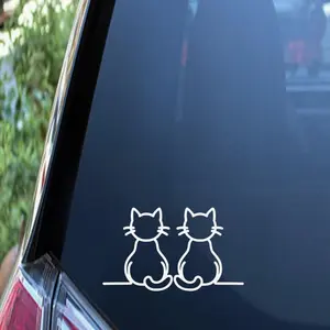 Cute Cat Decal - Cat Owner Car Decal - Cat Window Decal L