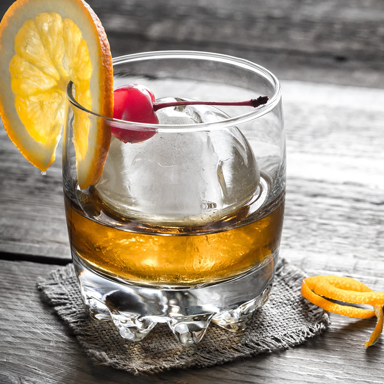 6 Pack Ice Ball Maker, Round Ball ice Cube Mold for Whiskey, Cocktails Juice Beverages, Bourbon, Old Fashioned Clear Ice Cube Mold, Silicone Freezer Press