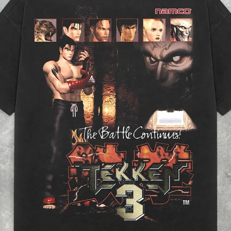 Vintage Tekken 3 Graphic Tee Retro 90s Gaming Oversized T-Shirt