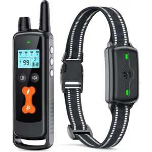 Dog Training Collar, Dog Electric Shock Collar with Remote Control, Electric Shock Collar with 4 Training Modes, IP68 Waterproof Rechargeable Electronic Collar, Suitable for Large and Medium Dogs, with Beep Shock and Safety Lock