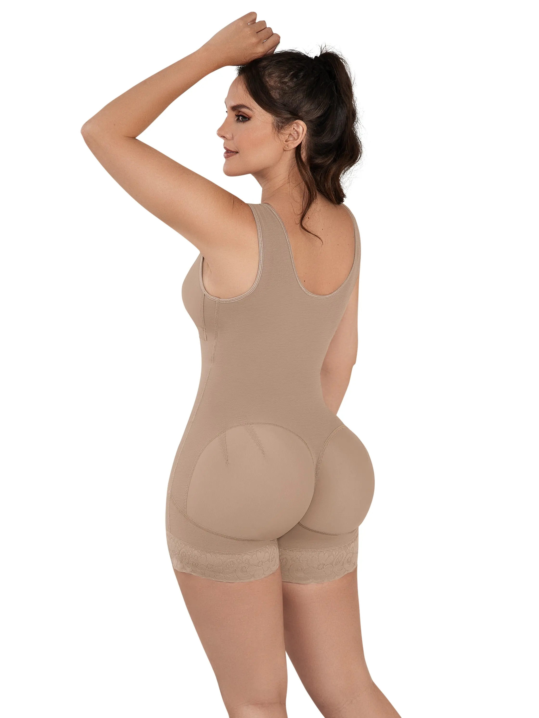 Women's Colombian PowerNet Venus Shapewear Bodysuit, Full Body Tummy Control Shaper with Built-In Bra, High Back Support, Butt Lift & Thigh Compression, Adjustable Hooks, Open Bust Design for Everyday Wear