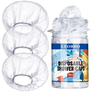 LEOBRO Disposable Shower Caps Shower Cap 60PCS Shower Caps for Women Disposable Clear Plastic Shower Caps Disposable Plastic Hair Caps for Shower Hair Treatment Travel Regular Size 17.3 INCH