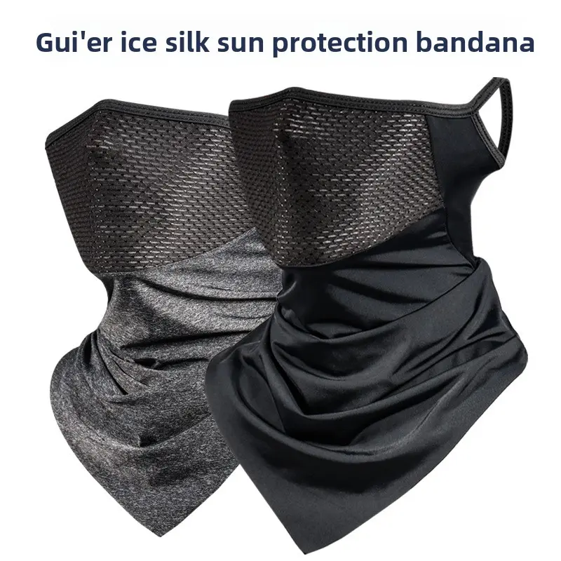 Men's Ice Silk Sunscreen Headgear - Sports Face Cover for Summer Outdoor Biking, Breathable, Anti-Odour, Multi-Functional Triangle Scarf for Adults, Neck Gaiter, Quick Dry, One Size, Cotton, Unisex, Running, Ultra-Stretchy