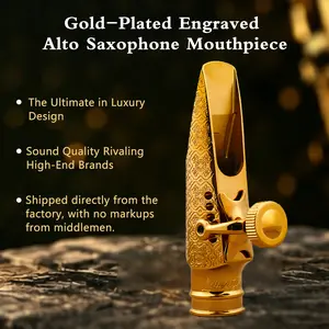 Professional Metal Jazz Alto Saxophone Mouthpiece - Gilded Embossed Retro-Luxury Design, Instrumental Accessory with Vibrant Tone, Excellent Performance Control Flute Musical