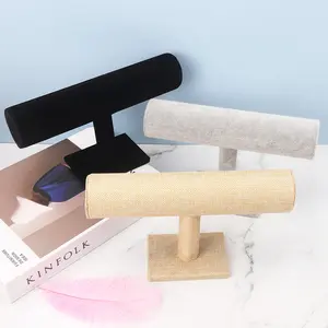Single-Tier Velvet Bracelet Display Stand - Soft Jewelry Holder for Bangles, Watches & Bracelets, Ideal for Vendor Booths & Home Organization