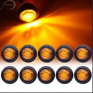 12V Amber LED Clearance Lamps 10 Count – 3/4" Compact Round Lights for Truck Trailer Bus Van Lighting Holiday Gift