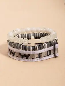 WWJD Letter Beaded Bracelet, Fashionable Cross Charm Decor Beaded for Women & Men, Trendy All-match & Exquisite Jewelry for Birthday Gift, Thoughtful Gift Idea, Religious Jewelry Gift