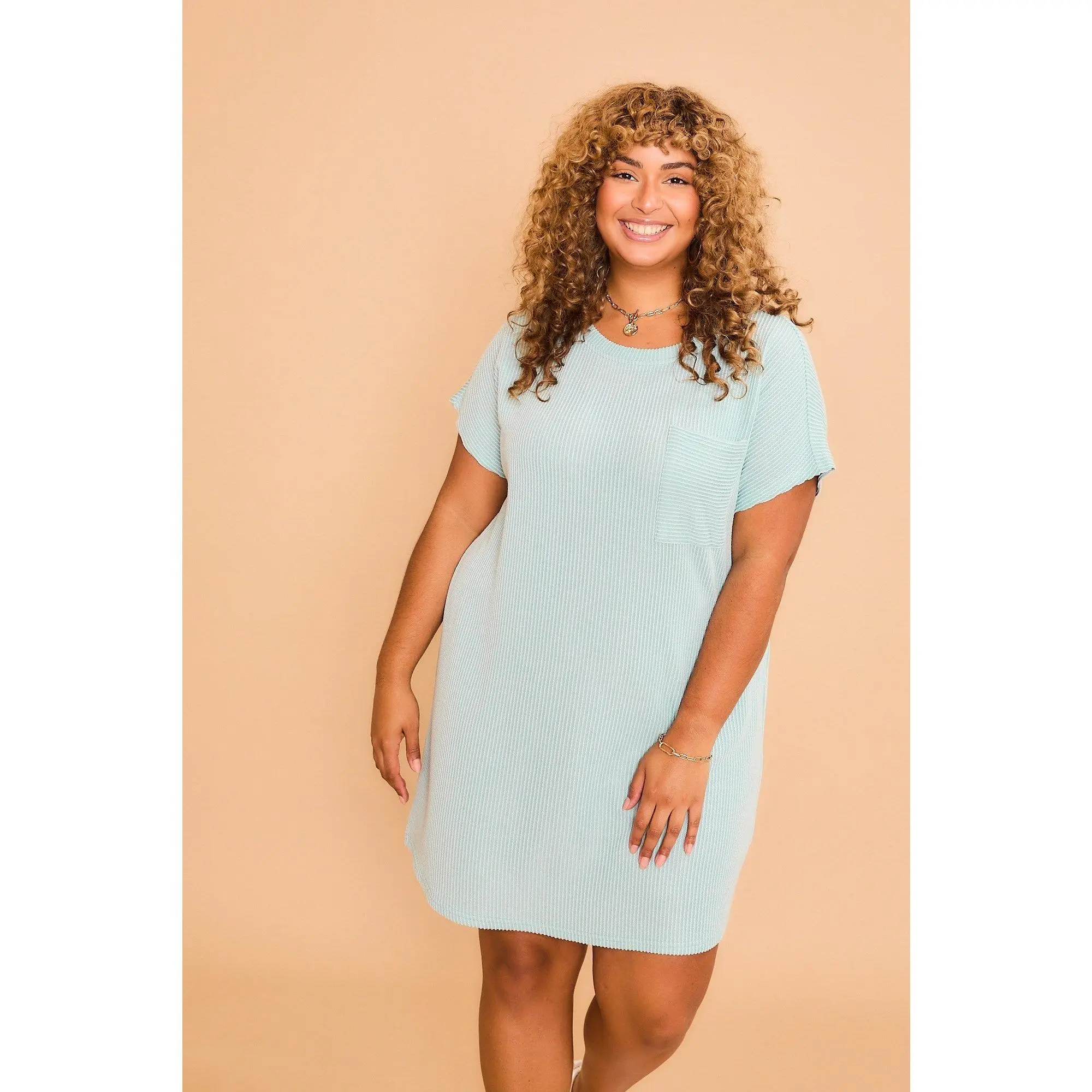 CozyCo Ribbed Sage Shirt Dress - FINAL SALE