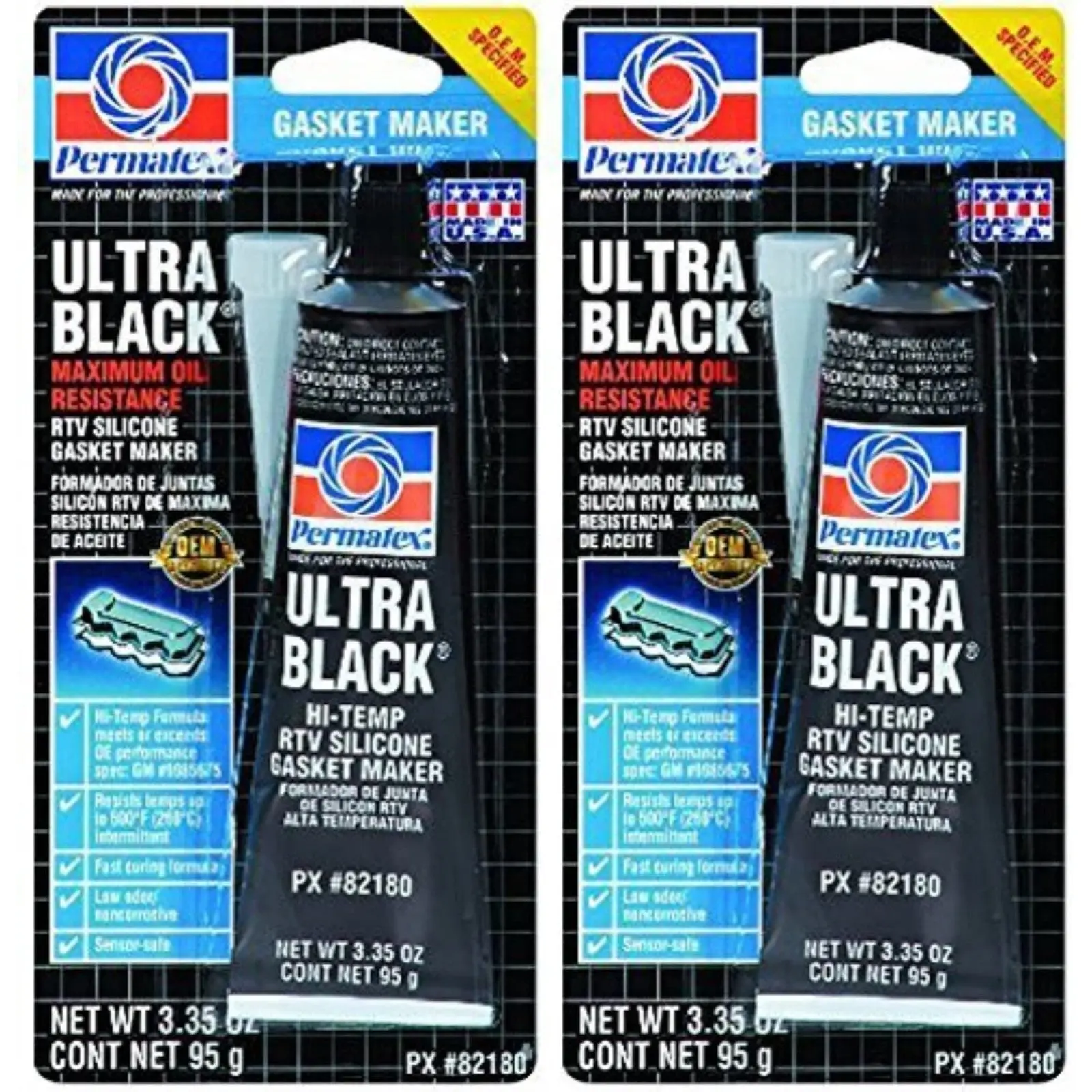 Permatex 82180 Ultra Black Hi-Temp Paste RTV Silicone Gasket Maker - Maximum Oil Resistance for Engine Seals, Automotive Engine Repairs, 3 oz