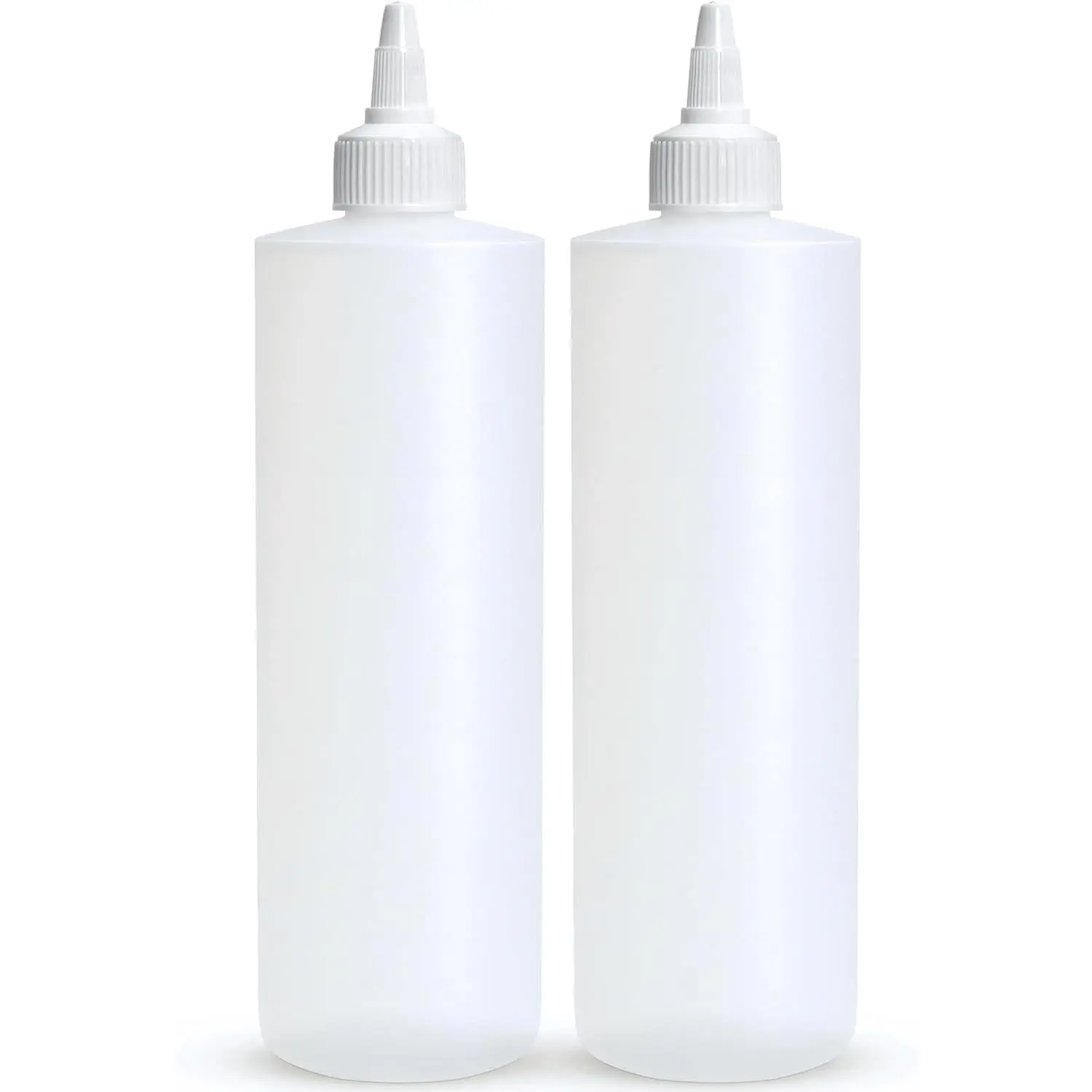 Condiment Squeeze Bottles, 16 OZ Empty Squirt Bottle with Twist Top Cap, Leak Proof - Great for Ketchup, Mustard, Syrup, Sauces, Dressing, Oil, Arts and Crafts, BPA FREE Plastic - 2 PACK