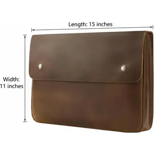 Spacious Leather File Folder Organizer Laptop Sleeve Case, A5 Binder Envelope Portfolio Document Holder for 13" 14" 15" Laptops, Macbook & Tablets