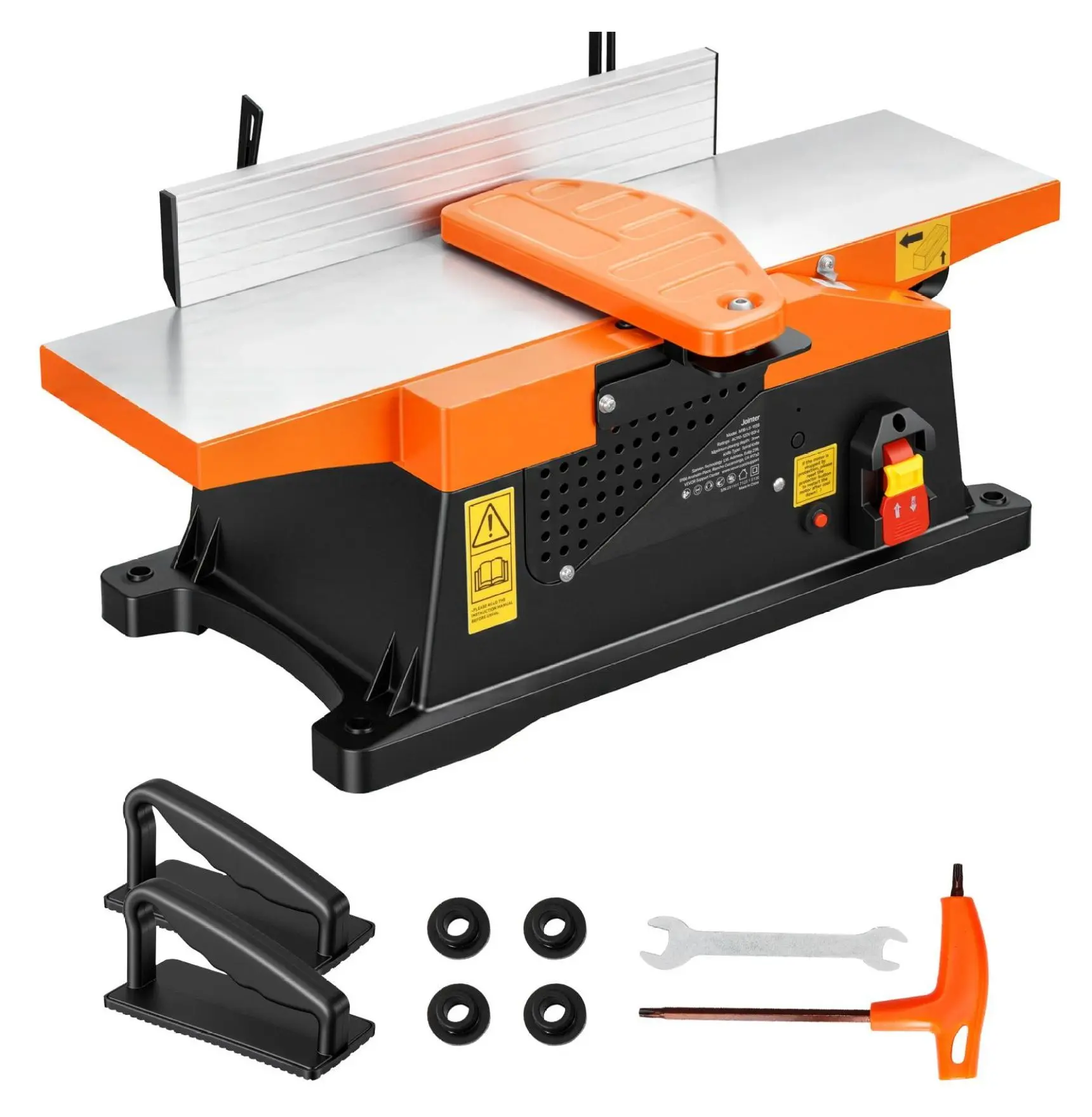 Spiral Benchtop Jointer 6 Inch - 2 HP Wood Jointer, 12-Blade Cutterhead, Adjustable Fence, 6x23 Inch Cast Aluminum Table for Woodworking DIY Spiral Blade