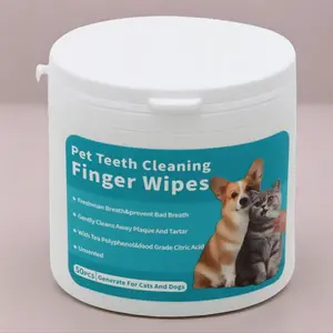 Pet Teeth Cleaning Finger Wipes 50pcs | Removes Plaque & Tartar | Freshens Dog & Cat Breath