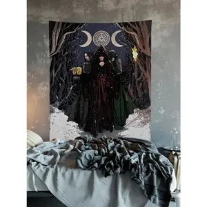 Hecate Holiday Tapestry - Triple Goddess - Original Art Tapestry - Wiccan Art - Gothic Art