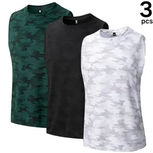 Camouflage Print Sleeveless Tank Top - Soft Textured Design for Comfortable Everyday & Workout Wear